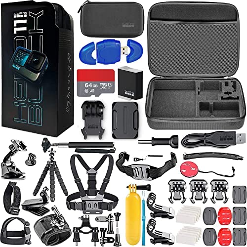 GoPro HERO11 (Hero 11) Black â€“ Waterproof Action Camera with 5.3K HD Video, 27MP Photos, Live Streaming, Webcam â€“ Bundle with 64GB Memory Card, Card Reader, Hero11 Action Bundle (58 Items)