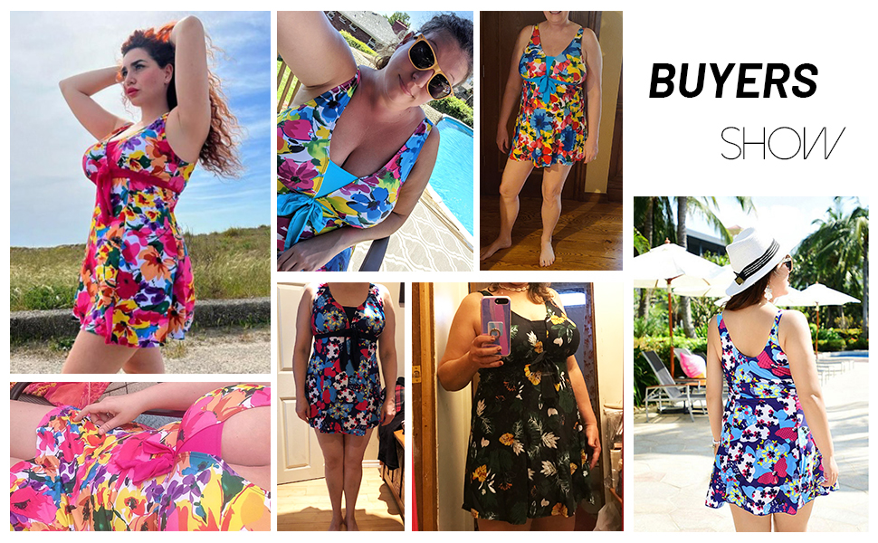 bright swimwear tankini swimdress suit with boyshorts