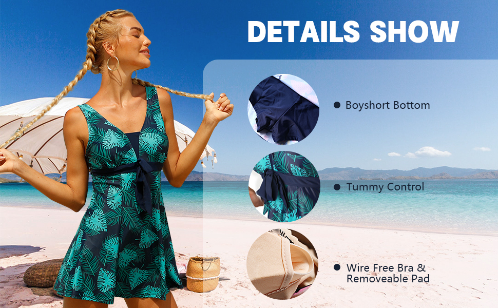 swimdress with boyshorts tummy control