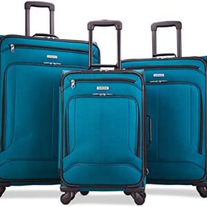 American Tourister Pop Max Softside Luggage with Spinner Wheels, Teal, 3-Piece Set (21/25/29)