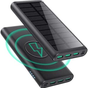 5 in 1 Wireless Portable Charger Power Bank,36800mAh 5 Output Dual QC4.0 25W PD USB C Battery Pack,15W Wireless Fast Charging,IP65 Solar Charger Compatible with iPhone14,13,12 Series,Samsung,iPad etc