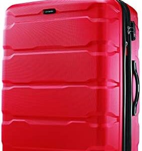 Samsonite Omni PC Hardside Expandable Luggage with Spinner Wheels, Checked-Large 28-Inch, Red