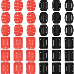 18 Pcs Adhesive Mounts for GoPro Cameras, 9 Pcs Curved Mounts & 9 Pcs Flat Mounts with 3M Sticky Pads, Tape Mount to Your Helmet, Bike, Board, Car